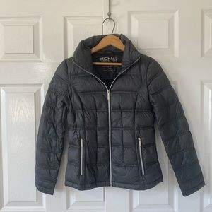 Michael Kors Charcoal Grey Light Weight Packable Down Fill Puffer Jacket